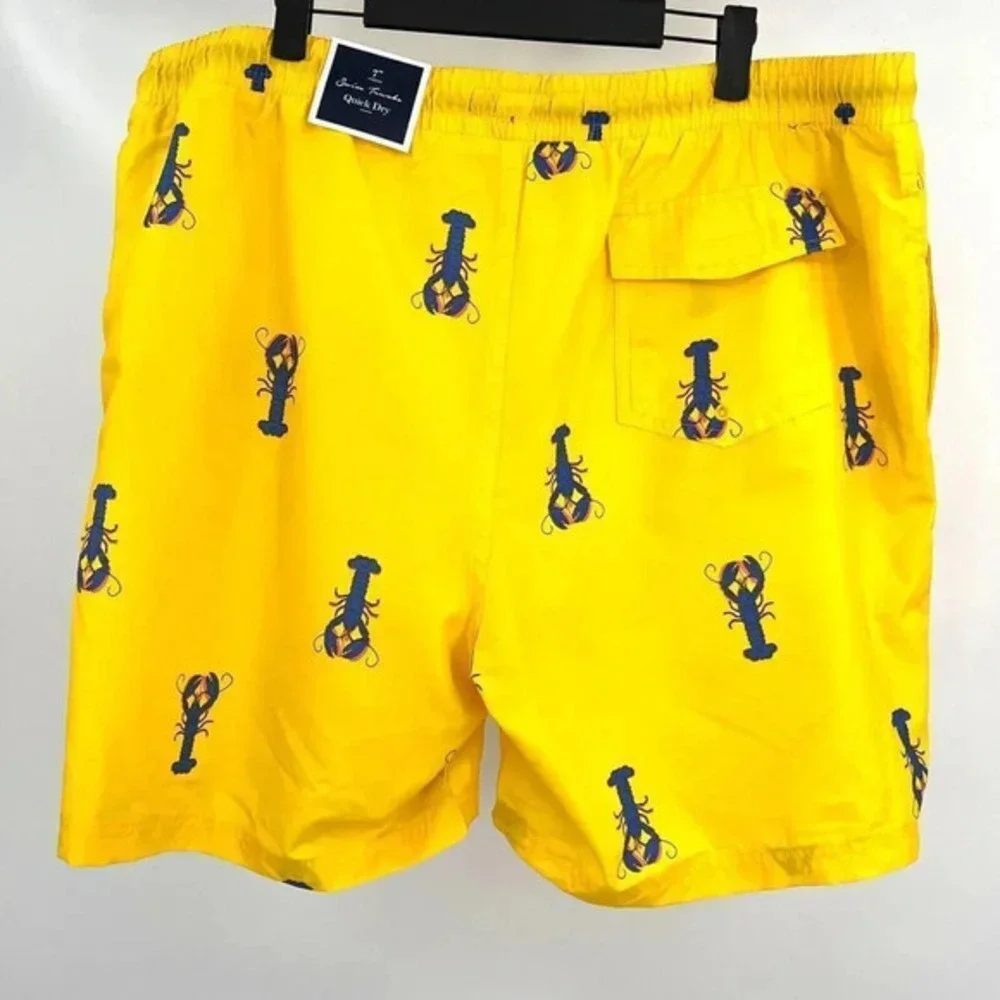 Club Room Lined Swim Trunks Mens XXL Yellow‎ Quick Dry Novelty Print 7